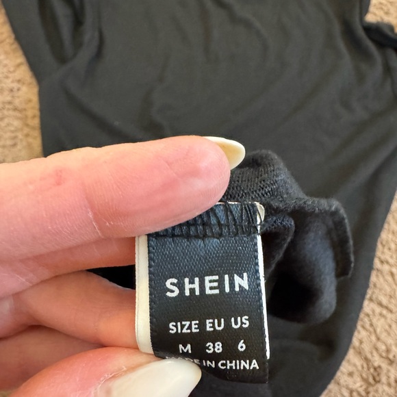 SHEIN Black Long Sleeve High Slit Dress Tunic Sweater Oversized Size 6 - Picture 8 of 9